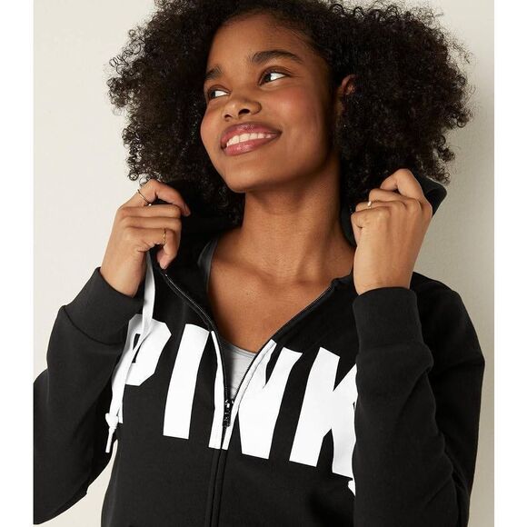 Victoria's Secret Women's PINK Logo Full Zip-up Sweatshirt Size S - Picture 3 of 12